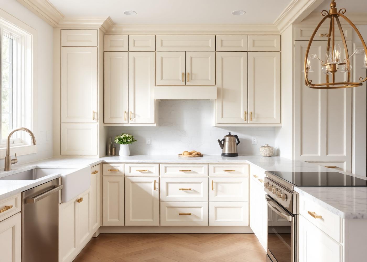 Repainted kitchen cabinetry